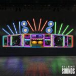 DJ BOOTH, LIGHTING & HOLOGRAMS (6) DJ Booth set up at night LED colours glow up