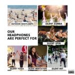 SILENT FITNESS HIRE (5) Our headphones are perfect for - Outdoor boot camps, silent Zumba, silent spin, silent yoga, silent meditation, silent hiit.